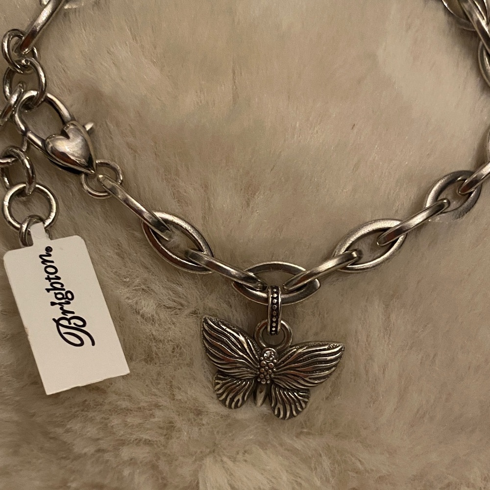 SAlE half off ! Brighton Silver EverBloom Butterfly link chain Bracelet reg $78 - Picture 2 of 3